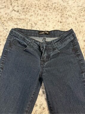 lei Women's Dark Wash Low Rise Flare Jean